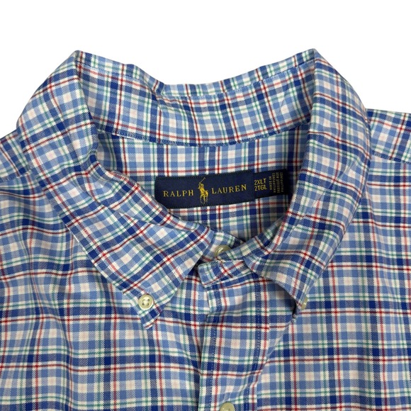 Ralph Lauren Other - Ralph Lauren Mens 2XLT Plaid Button Down Shirt Blue White Red Long Sleeve Cotton